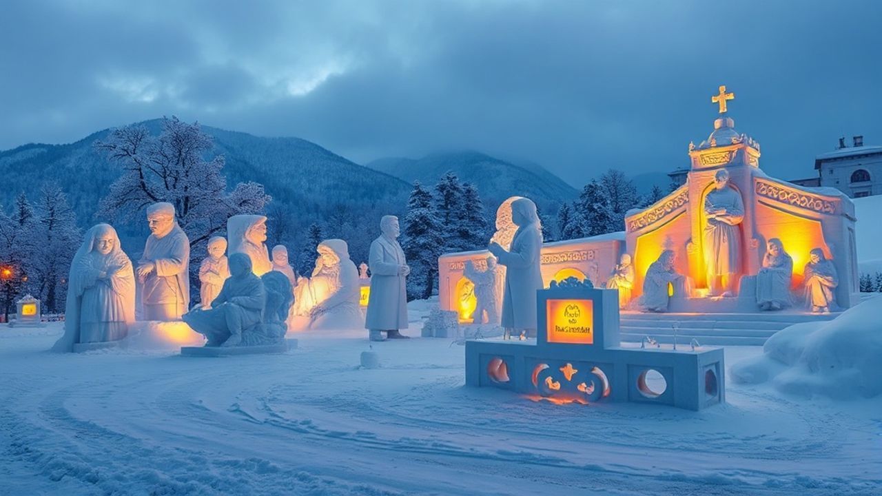 Kars'ta Kardan Heykellerle Sarıkamış Şehitlerine Anma