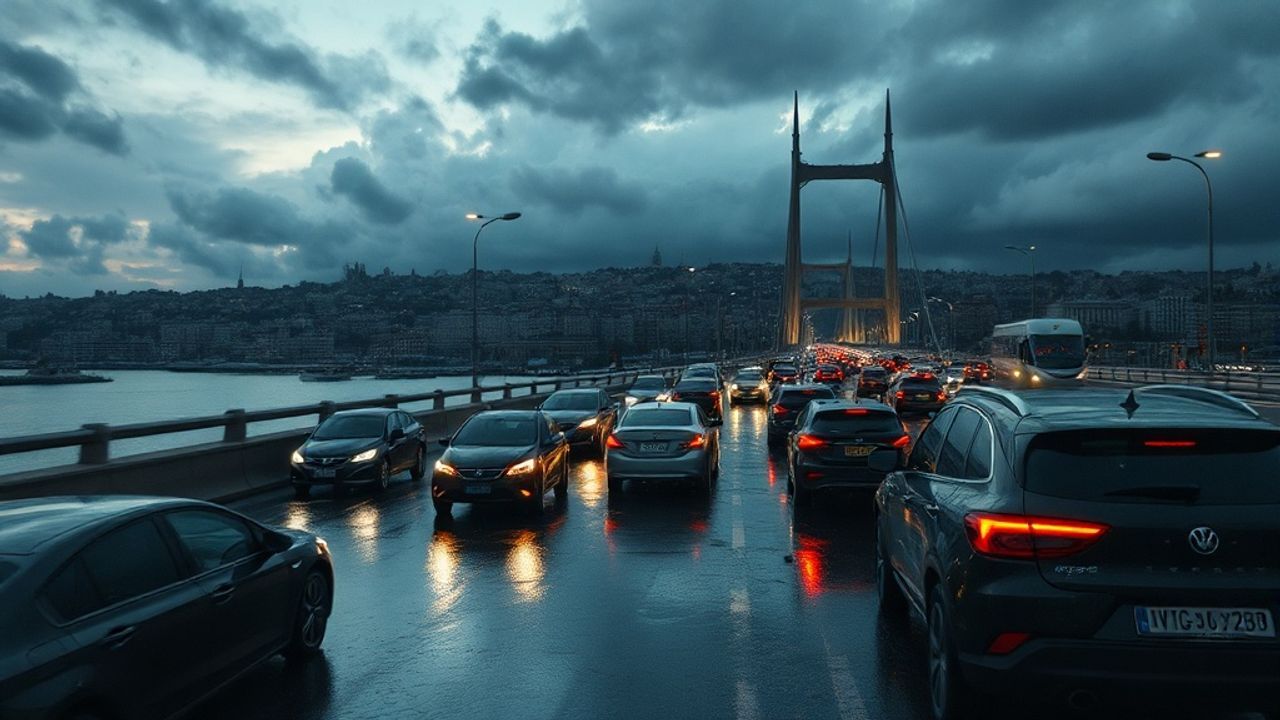 İstanbul'da Mesai Sonrası Yağmur Trafiği Felç Etti