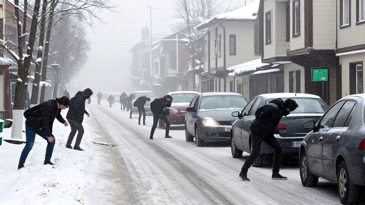 Gümüşhane'de Buzlu Yolda Araçlar Kaydı