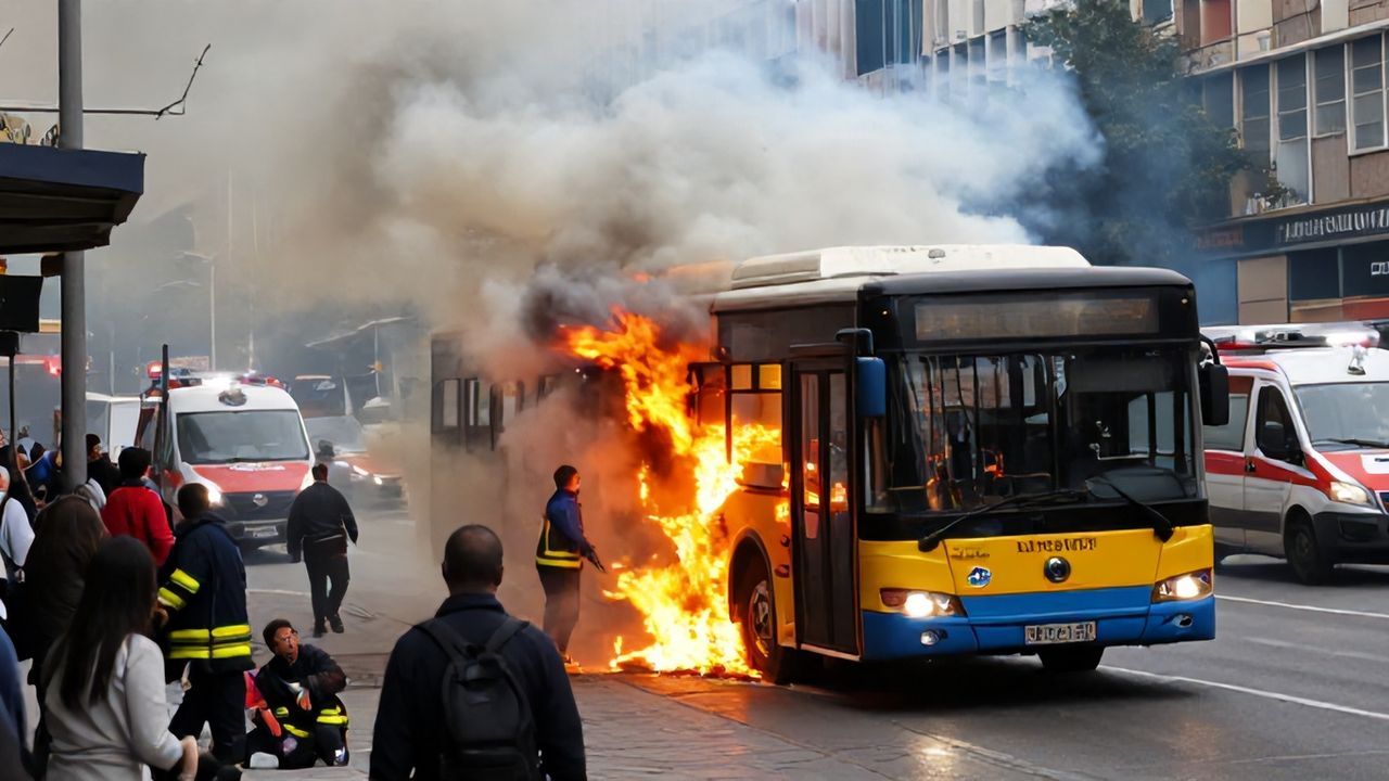 Küçükçekmece'de metrobüs yangını, yangın söndürme ekipleriyle kontrol altına alındı