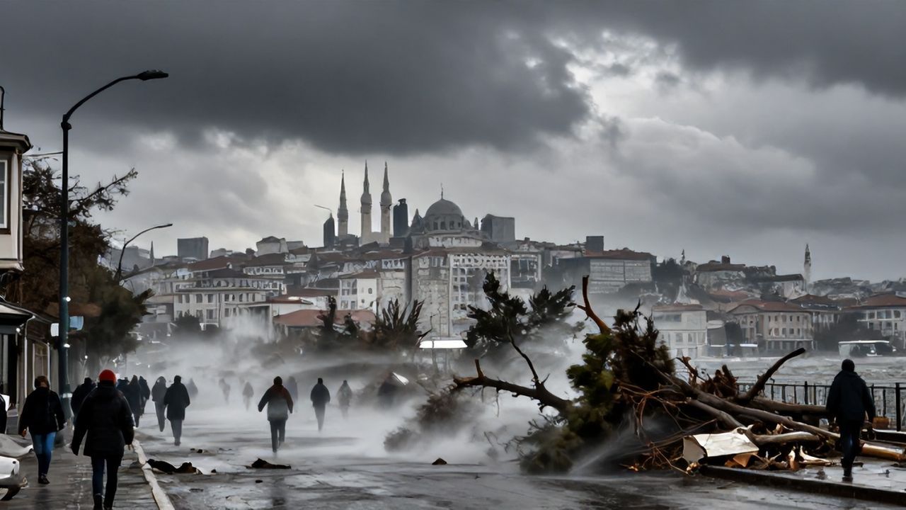 İstanbul'da Güçlü Lodos Şehir Hayatını Olumsuz Etkiliyor