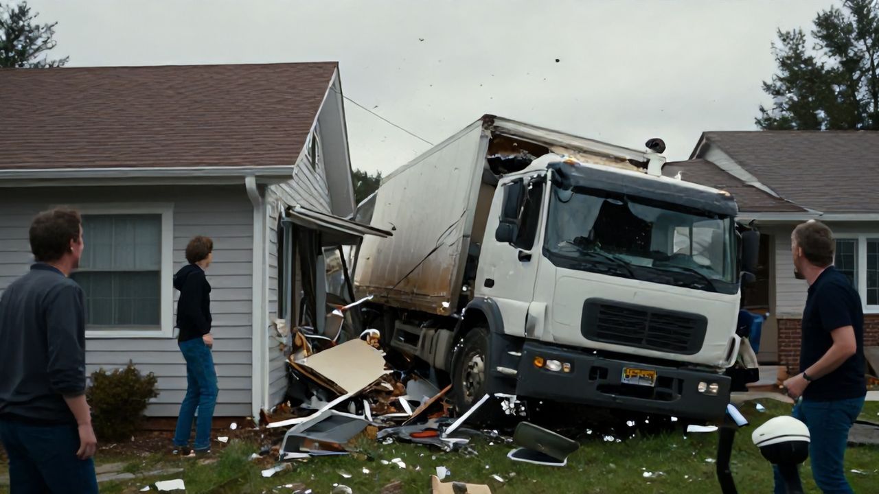 Tokat'ta Tırın Eve Çarpma Anı Güvenlik Kamerasında