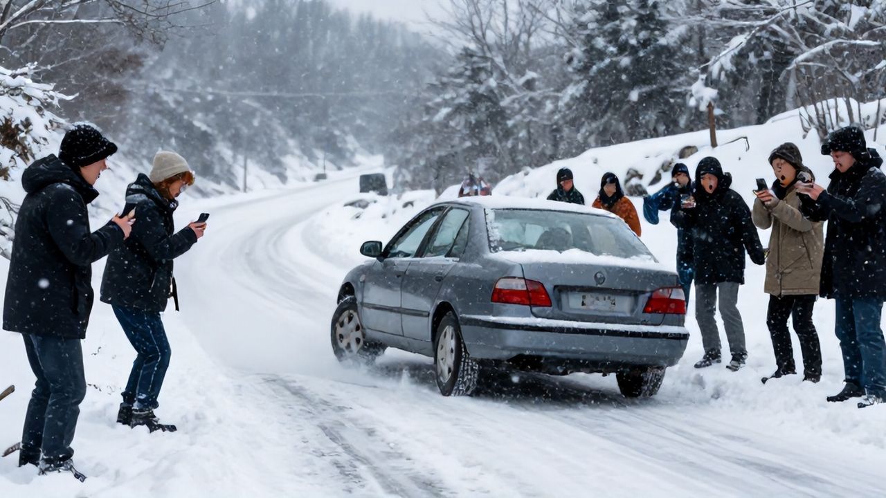 Malatya'da Buzlanma Faciası: Otomobil Dehşeti Anbean Kaydedildi