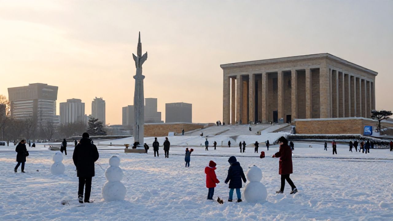 Ankara'nın Yeni Yılı Karla Karşılandı