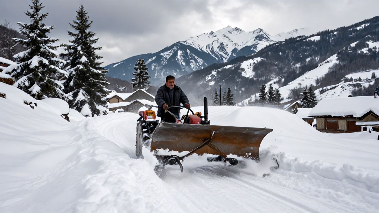 Kastamonu'da Muhtarın El Yapımı Kar Küreme Aparatıyla Kışa Meydan Okuması