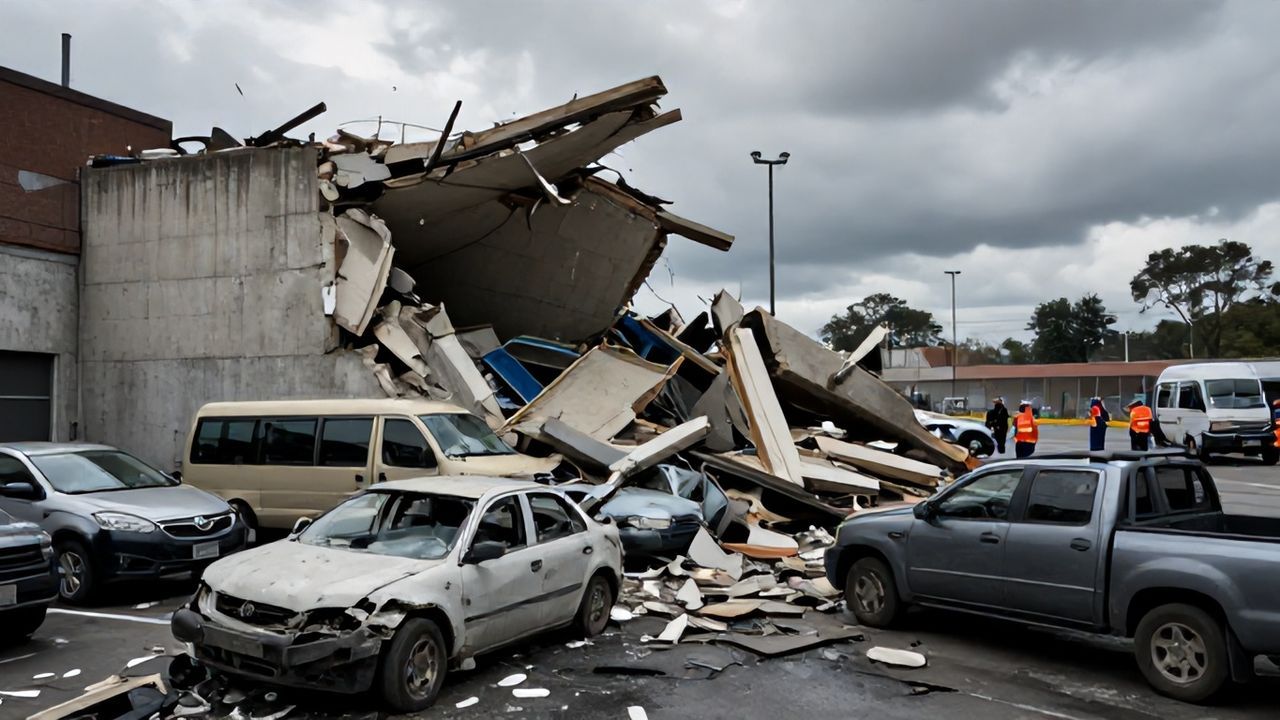 Bursa'da Fırtına Felaketi: Otopark Duvarı Çöktü, 10 Otomobil Zarar Gördü