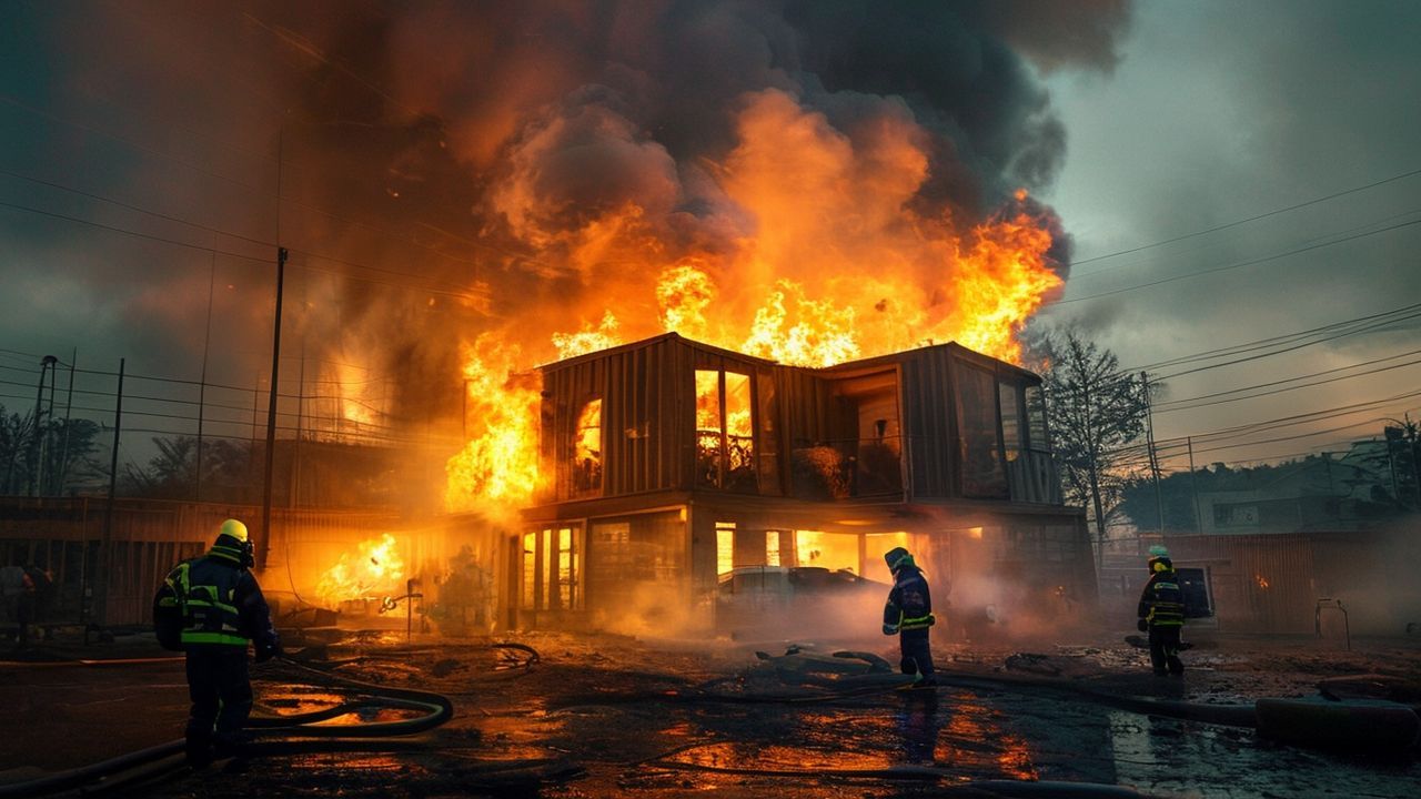 Esenyurt'ta İşçi Konteynerinde Yangın Çıktı, İtfaiye Müdahale Ediyor