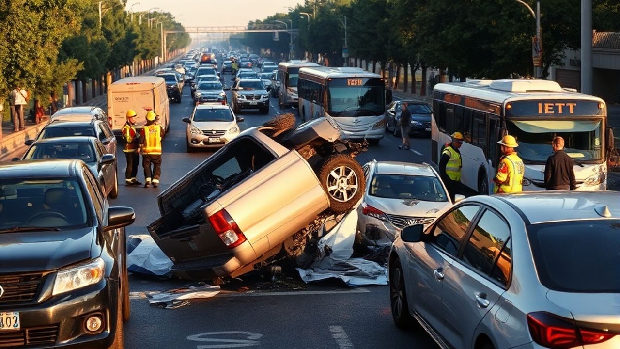 Bahçelievler'de Kamyonet Kazası: 4 Araç ve İETT Otobüsü Zarar Gördü