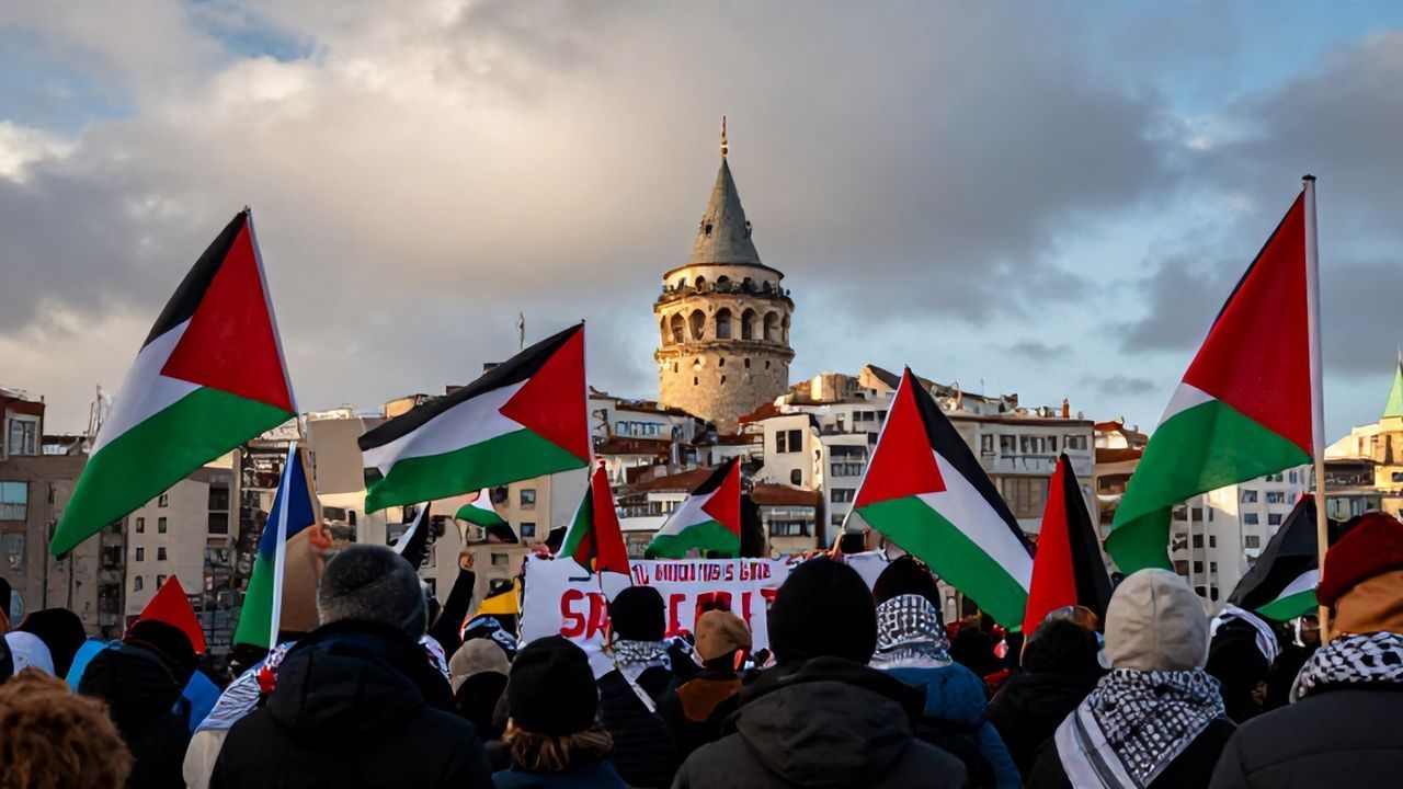TÜGVA Başkanı Beşinci'den Galata Köprüsü'nde Filistin'e Destek Çağrısı