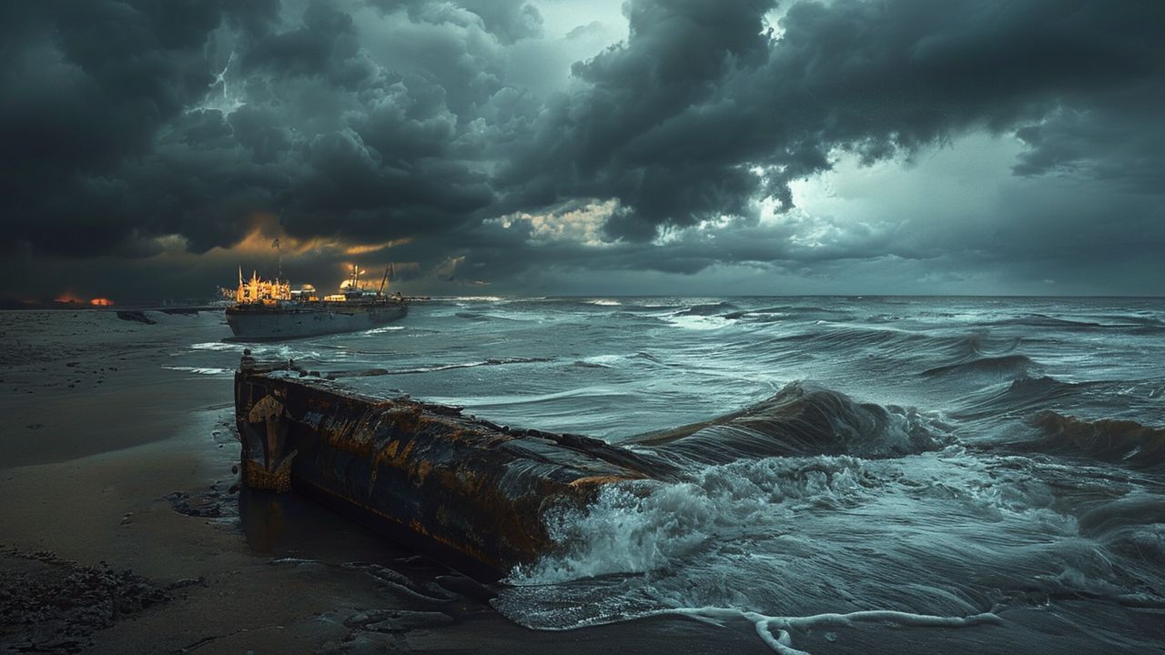 Bozcaada'da Fırtına Boş Ham Petrol Tankerini Karaya Sürükledi