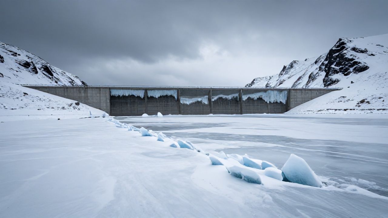 Sivas'ta Pusat-Özen Barajı Buz Kesti: Dondurucu Kış Şartları Etkisini Gösterdi