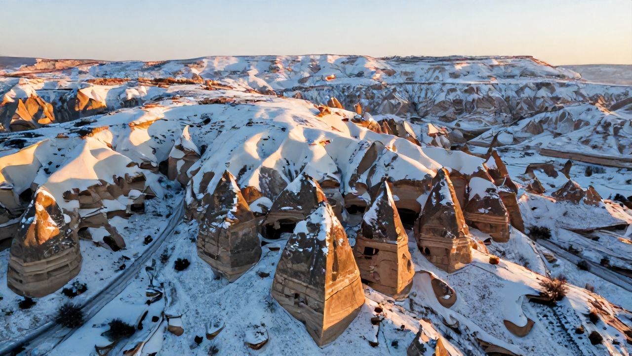 Kapadokya'nın Beyaz Cenneti: Havadan Çekilen Muhteşem Görüntüler