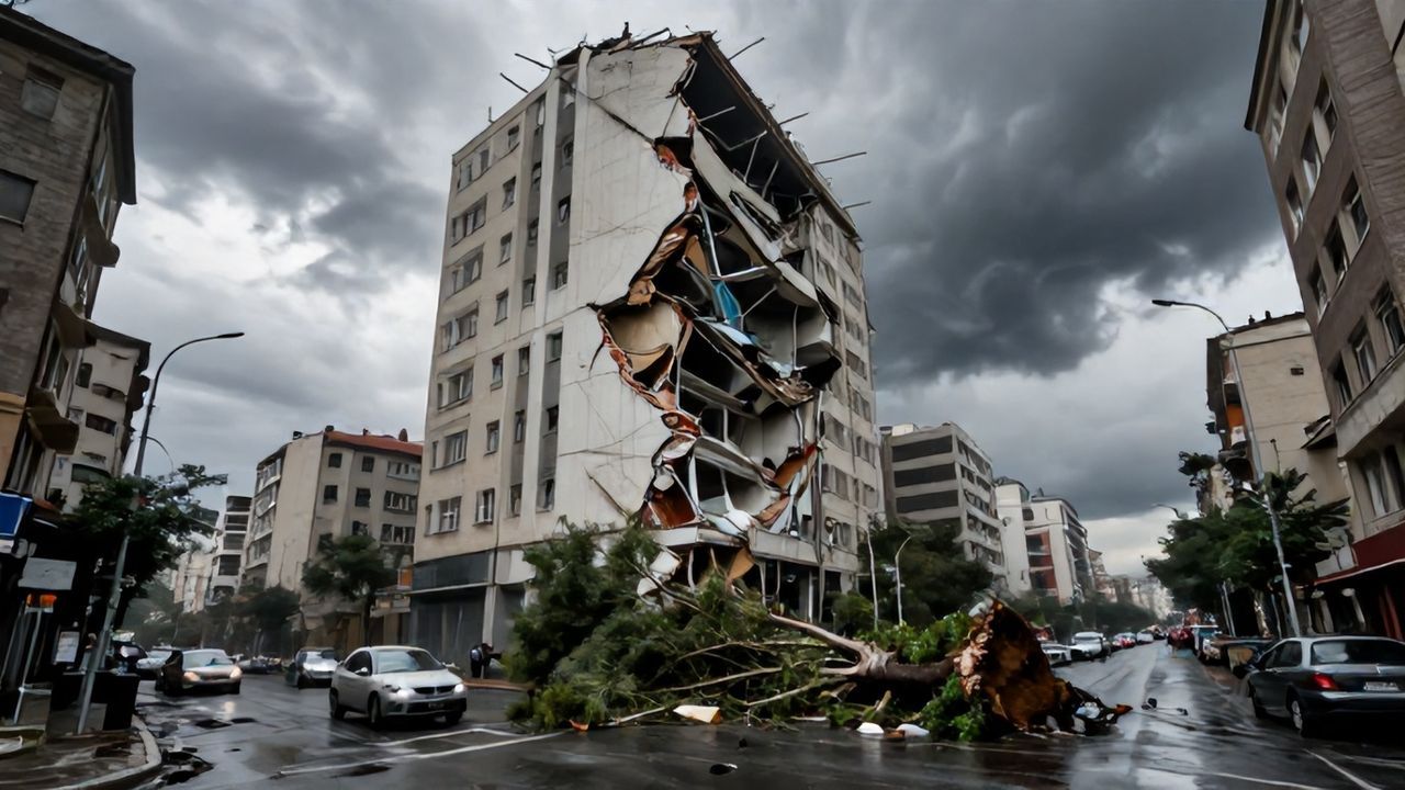 İstanbul'da Rüzgar Paniği: Dış Cephe Uçtu, Ağaçlar Devrildi