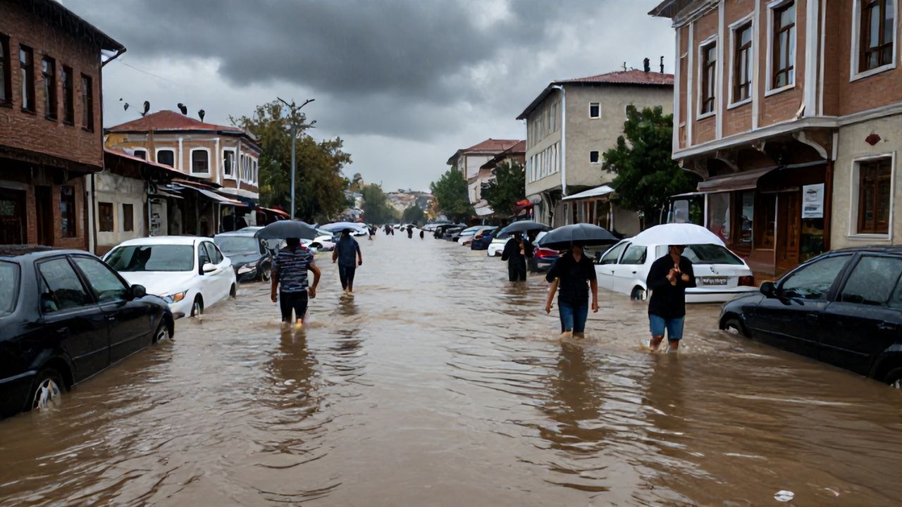 Edirne Sağanağa Teslim Oldu: Cadde ve Sokaklar Göle Döndü