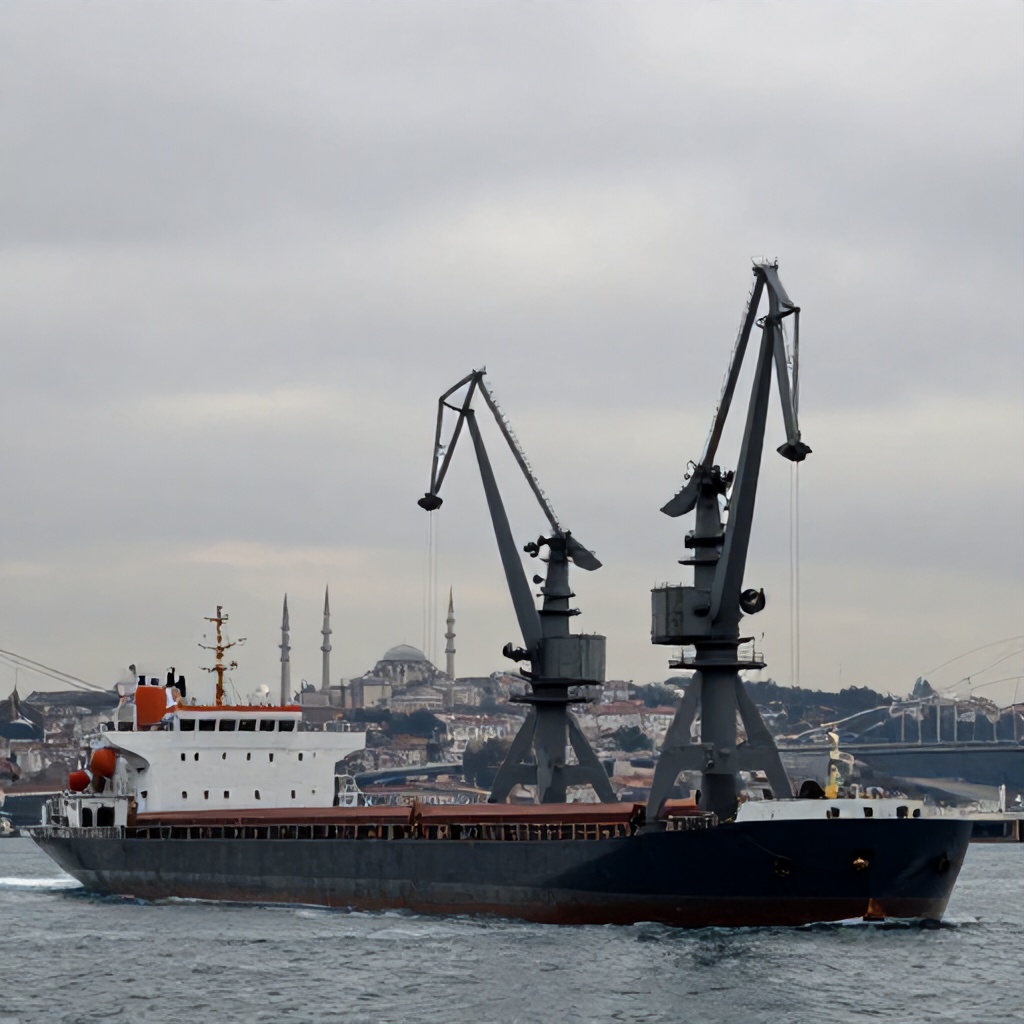 Dünyanın üçüncü büyük yarı batık vinç gemisi İstanbul Boğazı'ndan geçiyor