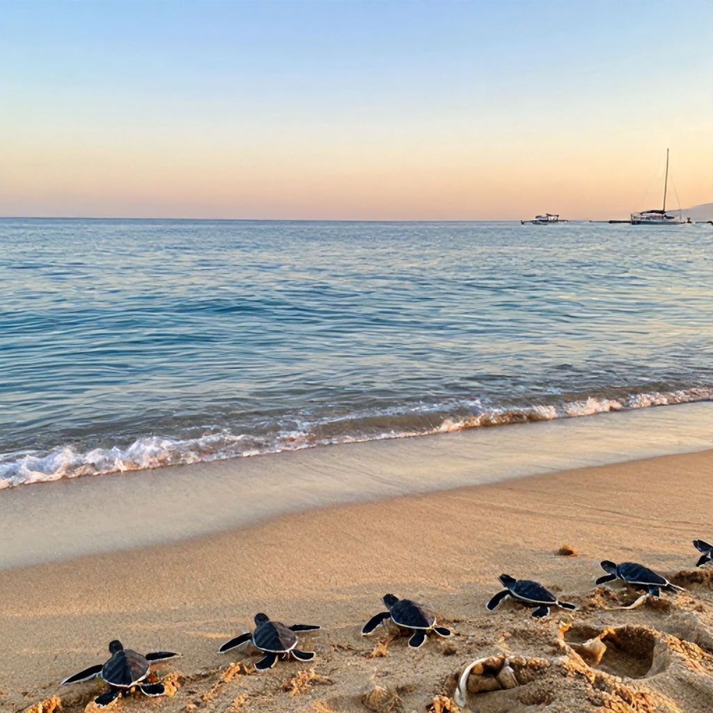 Antalya'nin Manavgat Ilçesindeki Sorgun-Boğaz-Side Sahil Şeridinde Caretta Caretta Yavruları Denizle Buluşuyor