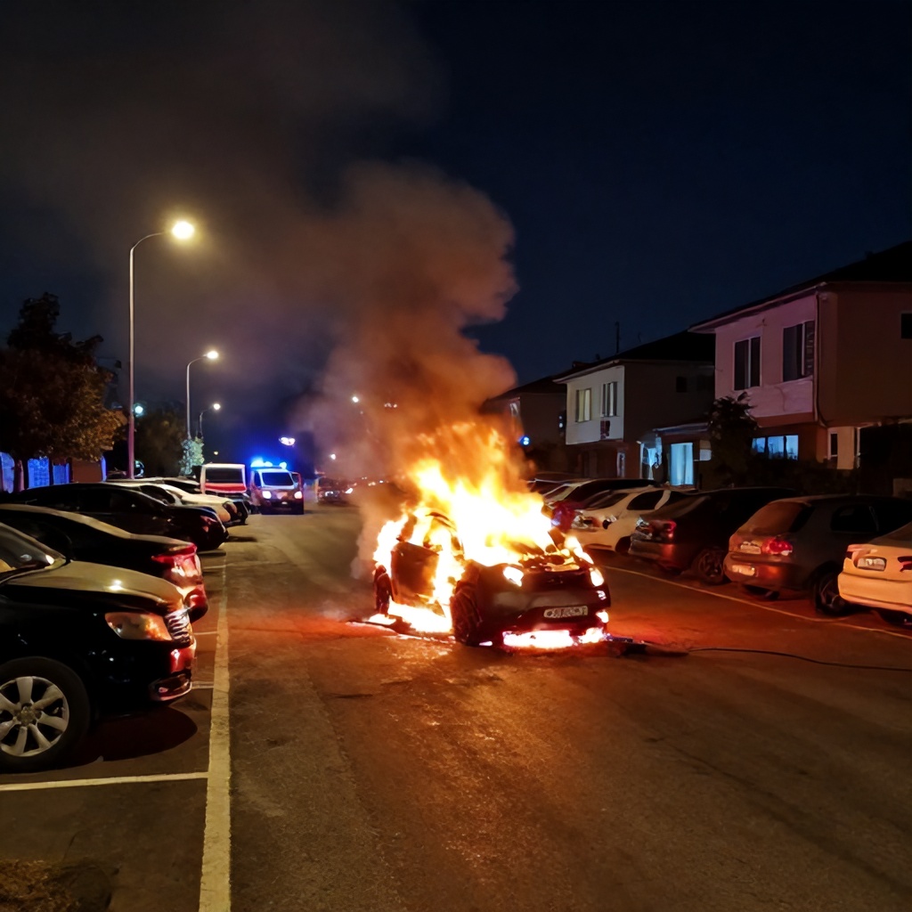 Maltepe'de Park Halindeki Elektrikli Otomobilde Yangın