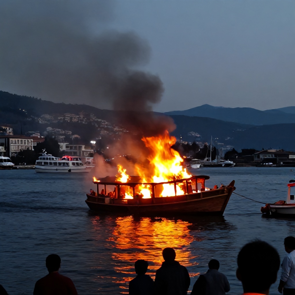 Fethiye'de Tur Teknesinde Yangın Çıktı